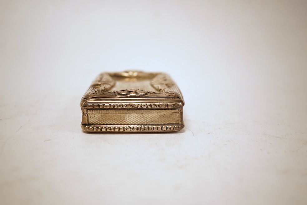 A Victorian silver rectangular table snuff box, Edward Smith, Birmingham, 1838, 86mm, 5.3oz.